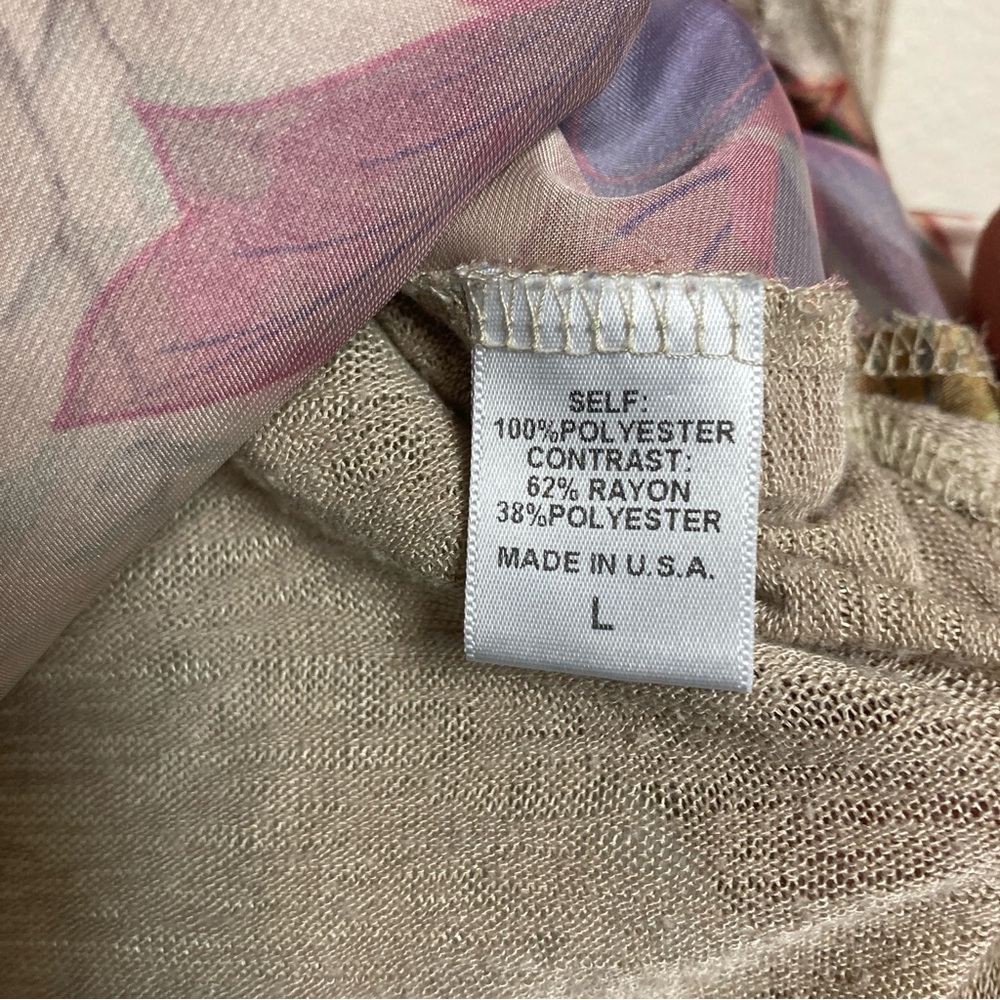Bobeau Women’s Beige Floral Top Size L - Picture 8 of 11